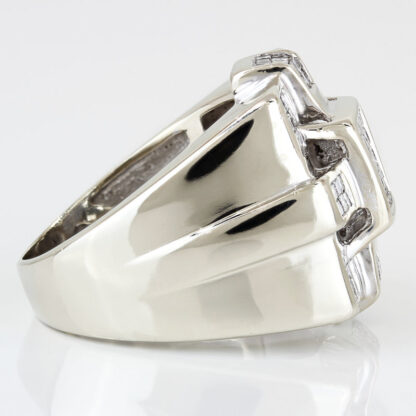 14K White Gold Men's 1 Carat Princess-Cut Diamond Statement Ring - Image 3