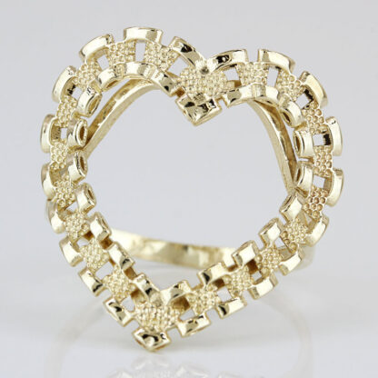 10K Yellow Gold Rolex Watch Style Heart Ring