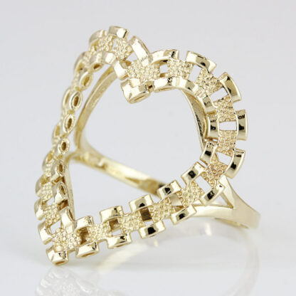 10K Yellow Gold Rolex Watch Style Heart Ring - Image 2