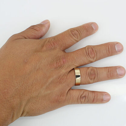 14KYG Comfort-Fit Flat Edge Wedding Band Ring by Frederick Goldman - Image 4