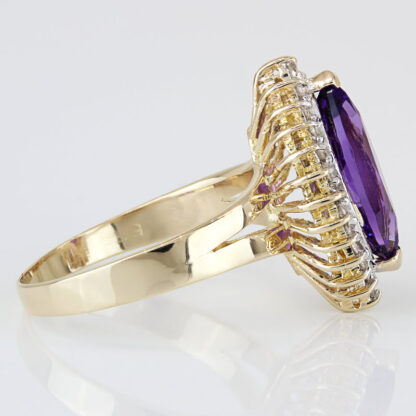 Vintage 14KYG Marquise Amethyst Diamond Anniversary Cocktail Ring Gift - Image 3