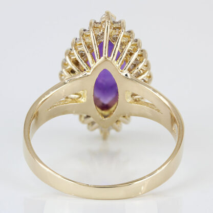 Vintage 14KYG Marquise Amethyst Diamond Anniversary Cocktail Ring Gift - Image 4