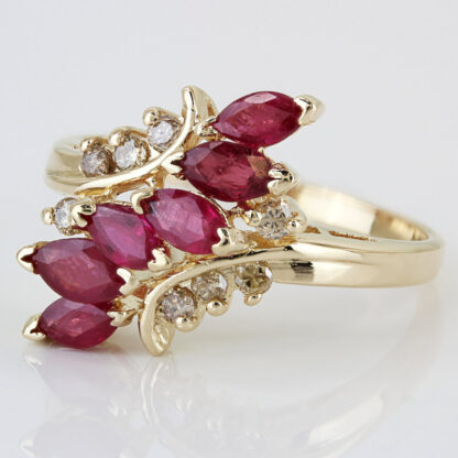 14KYG Marquise Ruby + Diamond Wedding Anniversary Cocktail Ring Gift - Image 2