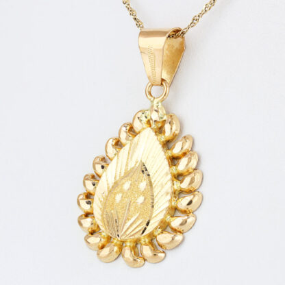 22KYG KOM Leaf Design Pendant Charm Indian Traditional Jewelry Gift - Image 2