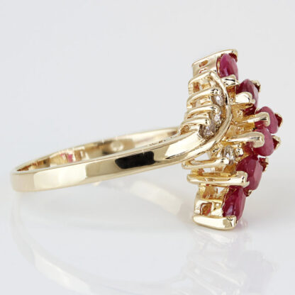 14KYG Marquise Ruby + Diamond Wedding Anniversary Cocktail Ring Gift - Image 3