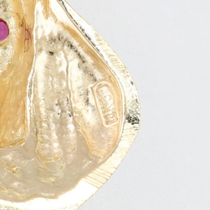 14KYG Bull Head Pendant Lab-Created Ruby Eyes Taurus Charm Zodiac Gift - Image 5