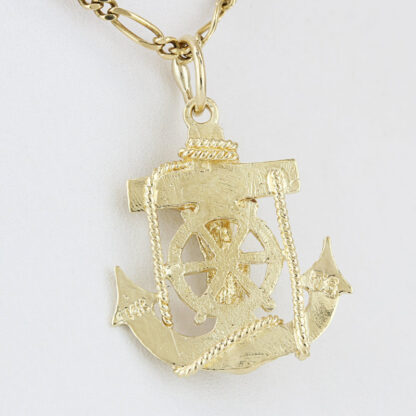 14KYG Crucifix Anchor Wheel Jesus Pendant Nautical Catholic Charm Gift - Image 3