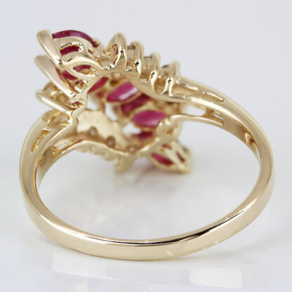 14KYG Marquise Ruby + Diamond Wedding Anniversary Cocktail Ring Gift - Image 4