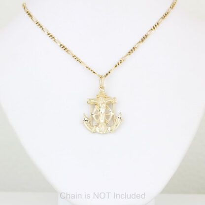 14KYG Crucifix Anchor Wheel Jesus Pendant Nautical Catholic Charm Gift - Image 4