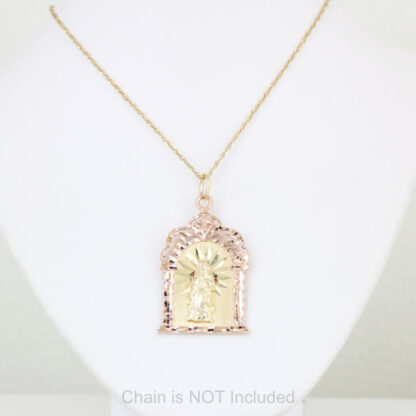 14K Two-Tone Gold Virgin Mary Pendant Religious Catholic Charm Vintage Gift - Image 4