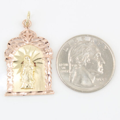 14K Two-Tone Gold Virgin Mary Pendant Religious Catholic Charm Vintage Gift - Image 5