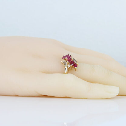 14KYG Marquise Ruby + Diamond Wedding Anniversary Cocktail Ring Gift - Image 6