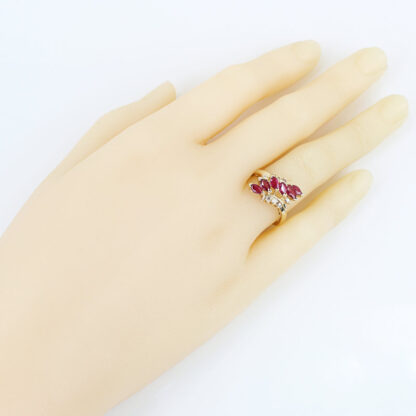 14KYG Marquise Ruby + Diamond Wedding Anniversary Cocktail Ring Gift - Image 7