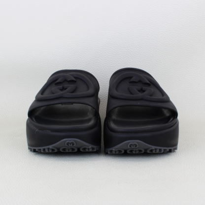 Gucci Interlocking G Women's Slide in Black Rubber Platform Sandals - Size 38/8W - Image 6