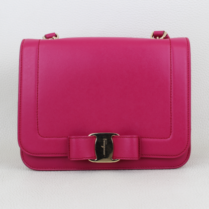 Salvatore Ferragamo Smooth Calfskin Vara Bow Pink Crossbody Bag