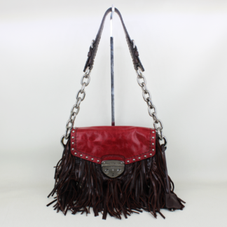 Prada Vitello Shine Leather Fringe Shoulder Bag