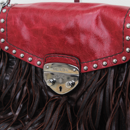 Prada Vitello Shine Leather Fringe Shoulder Bag - Image 6
