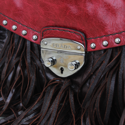 Prada Vitello Shine Leather Fringe Shoulder Bag - Image 7