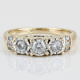 10KYG Diamond Anniversary Band Wedding Ring 3-Stone w./ Accents Gift