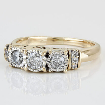 10KYG Diamond Anniversary Band Wedding Ring 3-Stone w./ Accents Gift - Image 2