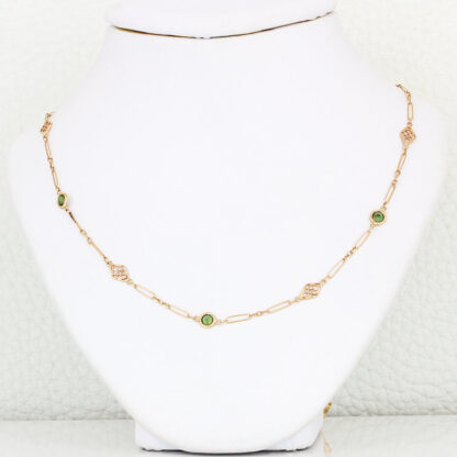 Handmade 18k Gold Green Tourmaline Bezel Set Necklace 1960's European Vintage - Image 3