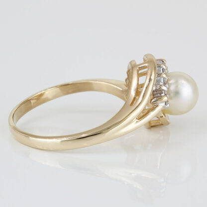 Vintage 14KYG Alwand Vahan Pearl + Diamond Anniversary Cocktail Ring - Image 3