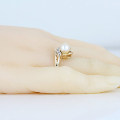 Vintage 14KYG Alwand Vahan Pearl + Diamond Anniversary Cocktail Ring - Image 6