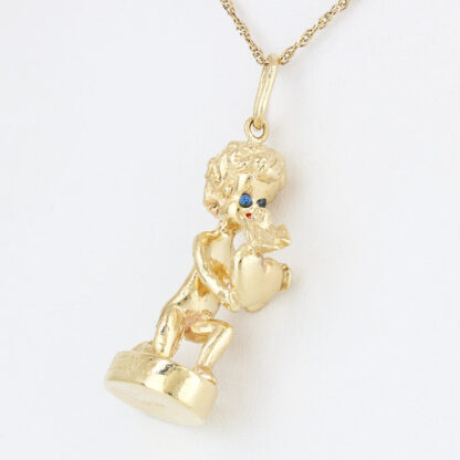 Vintage 14KYG Friday's Child Pendant Charm Blue Tourmaline Eyes-SYL - Image 3