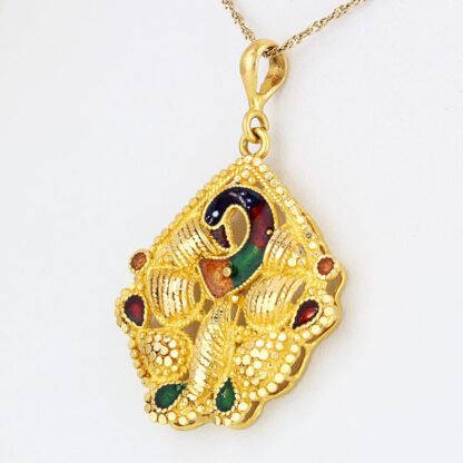21KYG Peacock Pendant Meenakari Enamel Handmade Artisan Jewelry Gift - Image 2