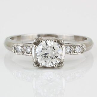 Vintage 1940's Retro Palladium Diamond Engagement Estate Bridal Ring .73CTW H/VS2