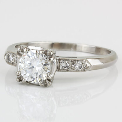 Vintage 1940's Retro Palladium Diamond Engagement Estate Bridal Ring .73CTW H/VS2 - Image 2