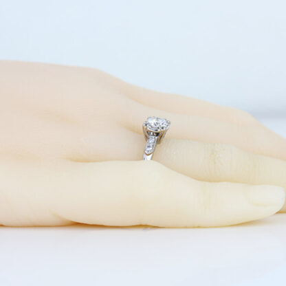 Vintage 1940's Retro Palladium Diamond Engagement Estate Bridal Ring .73CTW H/VS2 - Image 6
