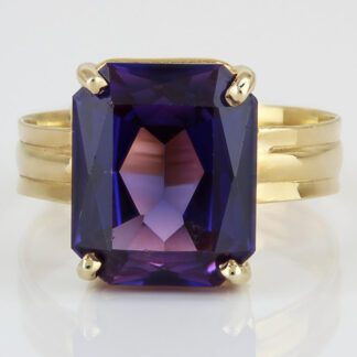 Estate Vintage 18K Italian Gold 5.5ct Lab Sapphire Cocktail Statement Ring Gift