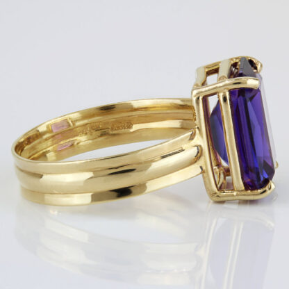 Estate Vintage 18K Italian Gold 5.5ct Lab Sapphire Cocktail Statement Ring Gift - Image 3