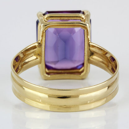 Estate Vintage 18K Italian Gold 5.5ct Lab Sapphire Cocktail Statement Ring Gift - Image 4