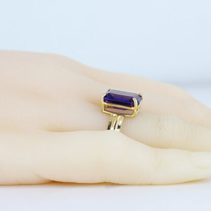 Estate Vintage 18K Italian Gold 5.5ct Lab Sapphire Cocktail Statement Ring Gift - Image 6