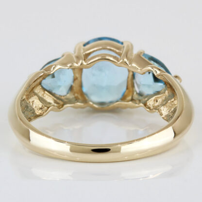 14KYG Swiss Blue Topaz Ring Oval & Trillion Cocktail Anniversary Gift - Image 4