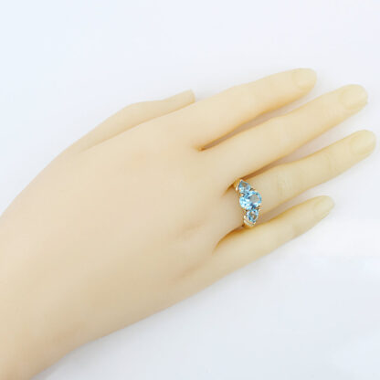 14KYG Swiss Blue Topaz Ring Oval & Trillion Cocktail Anniversary Gift - Image 6