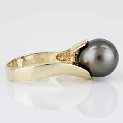 Tahitian 10MM Pearl Ring 14K Gold Vintage Modernist Cocktail Anniversary Gift - Image 3