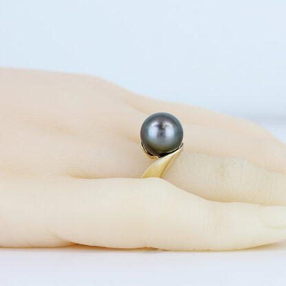 Tahitian 10MM Pearl Ring 14K Gold Vintage Modernist Cocktail Anniversary Gift - Image 5