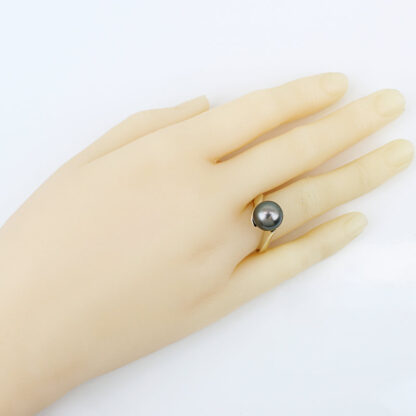 Tahitian 10MM Pearl Ring 14K Gold Vintage Modernist Cocktail Anniversary Gift - Image 6