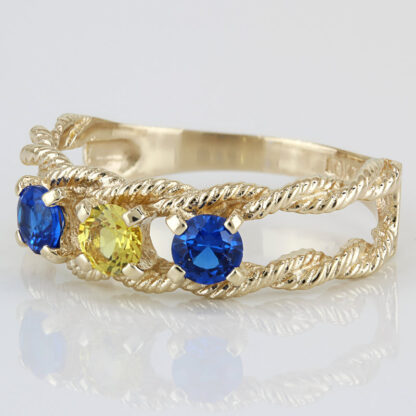Vintage Retro 10K Gold Blue Spinel Yellow Sapphire Statement Ring Gift Estate - Image 2