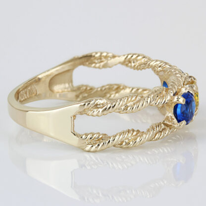 Vintage Retro 10K Gold Blue Spinel Yellow Sapphire Statement Ring Gift Estate - Image 3