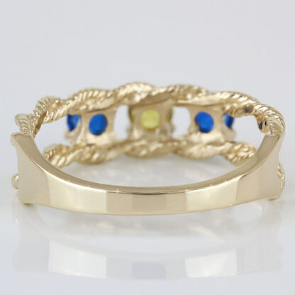 Vintage Retro 10K Gold Blue Spinel Yellow Sapphire Statement Ring Gift Estate - Image 4