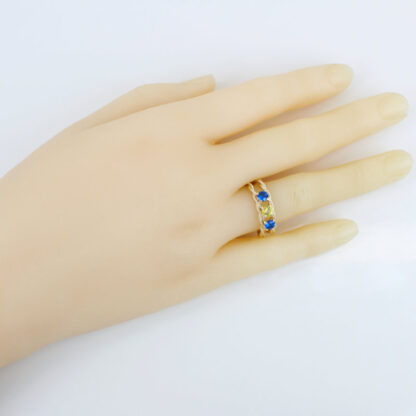 Vintage Retro 10K Gold Blue Spinel Yellow Sapphire Statement Ring Gift Estate - Image 7