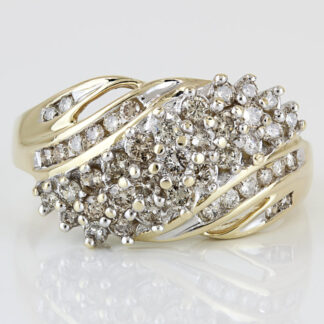 14KYG Diamond Cluster Cocktail Wave Anniversary Ring by Alwand Vahan