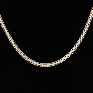 14K Yellow Gold Modified Figaro Bar Link Chain Necklace 28.5" Italy Vintage