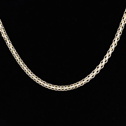 14K Yellow Gold Modified Figaro Bar Link Chain Necklace 28.5" Italy Vintage