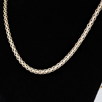 14K Yellow Gold Modified Figaro Bar Link Chain Necklace 28.5" Italy Vintage - Image 3