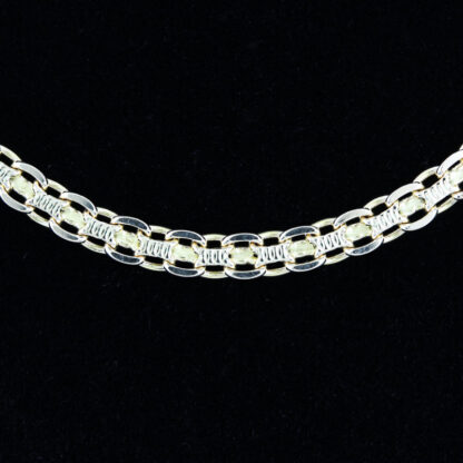 14K Yellow Gold Modified Figaro Bar Link Chain Necklace 28.5" Italy Vintage - Image 4